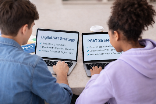 Students planning PSAT and Digital SAT preparation strategy