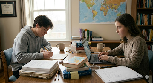 Digital SAT on laptop compared to paper SAT booklet